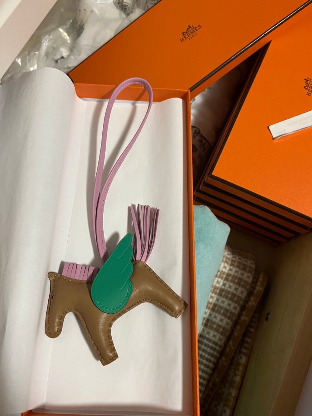 Hermès Rodeo Pegase PM Bag Charm – Rouge Casaque – Brand New